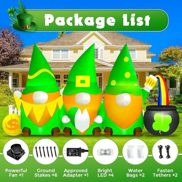 St Patricks Day Inflatables Outdoor Decor with Leprechauns and Rainbows - Picture 5 of 9